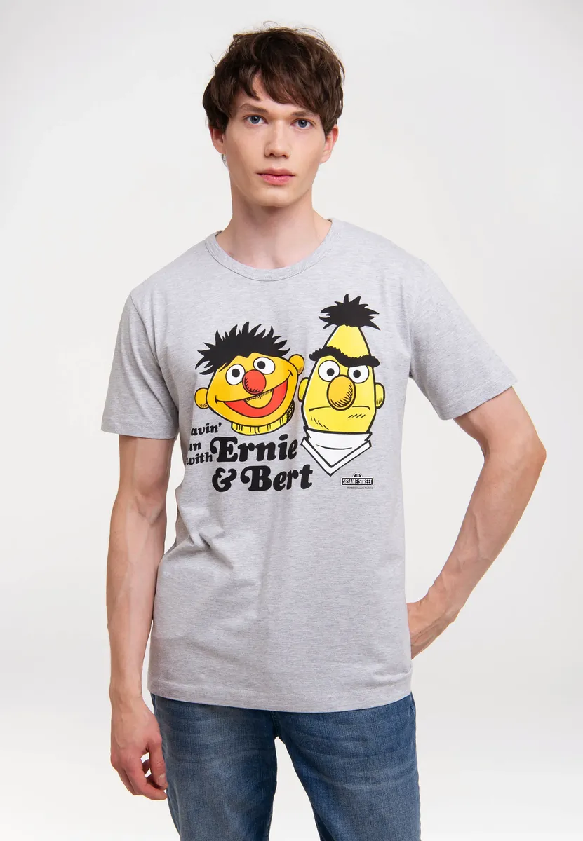 

Футболка Logoshirt "Ernie & Bert - Havin`Fun", с ретро-принтом, цвет Grau-Mehrfarbig