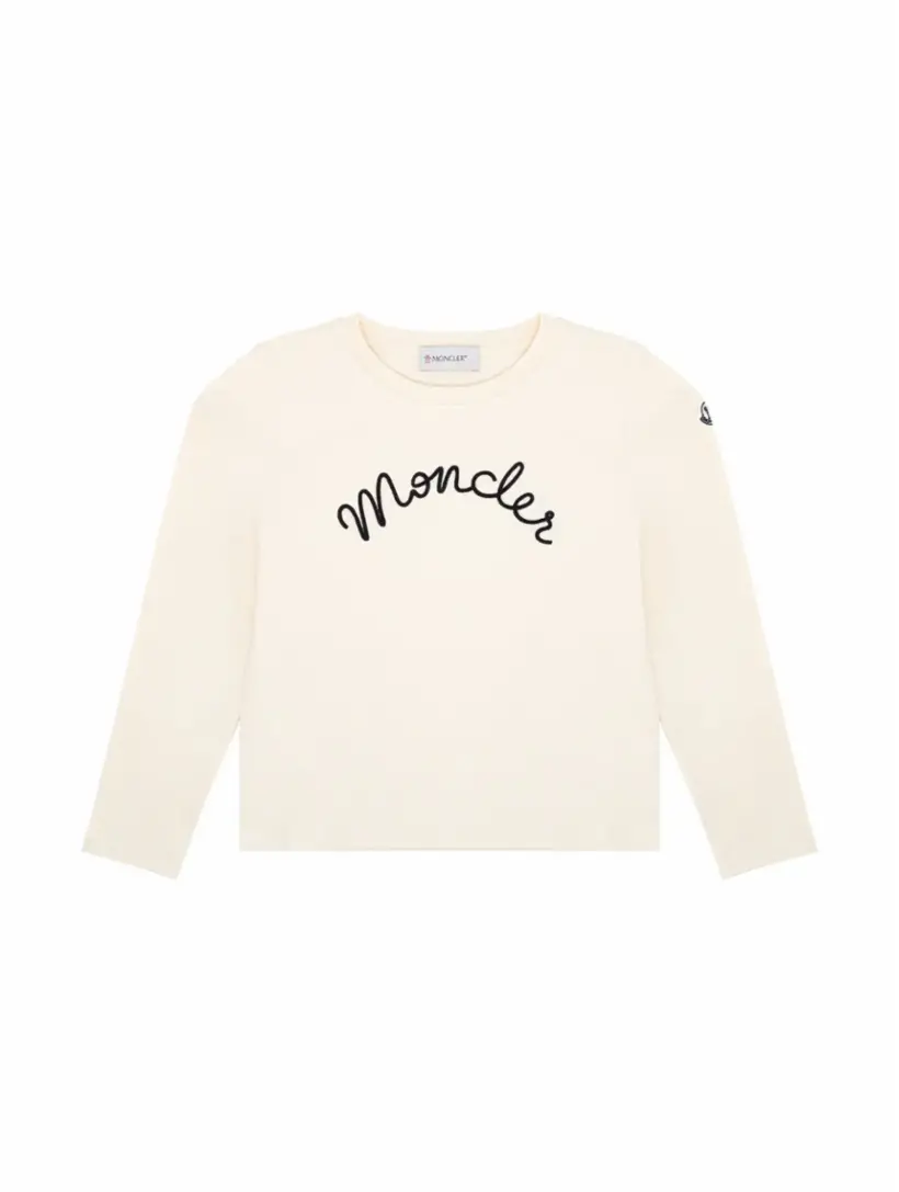 

Хлопковый лонгслив с логотипом Moncler, бежевый