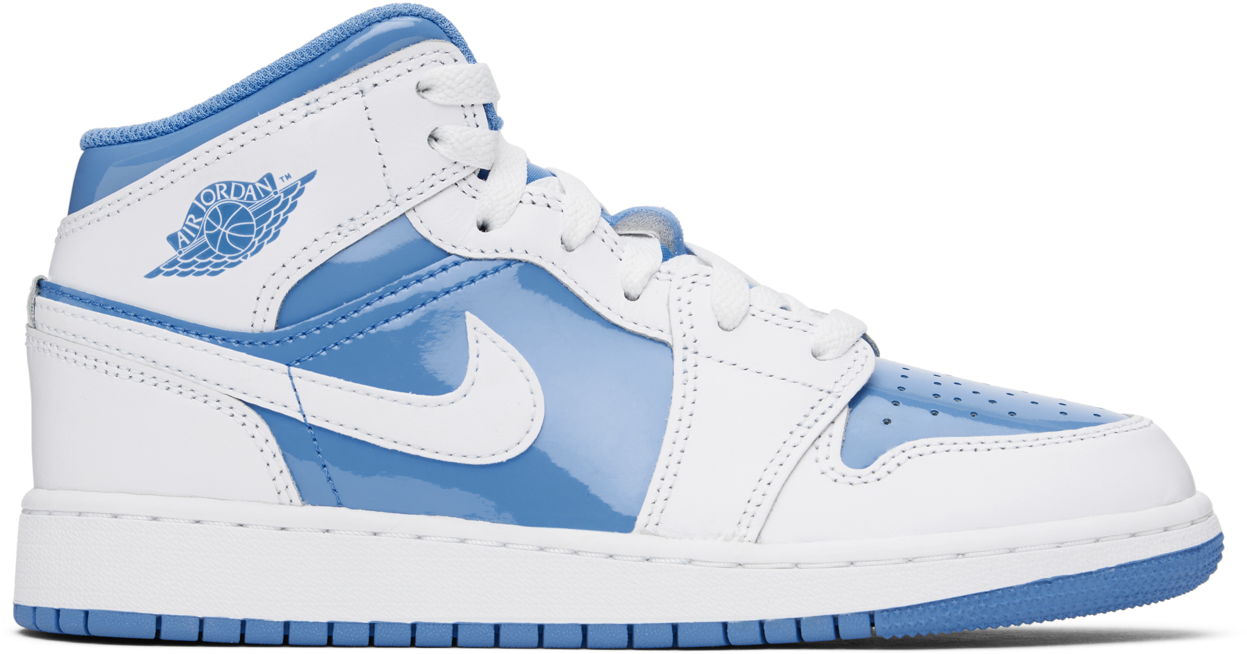 

Кроссовки Air Jordan 1 Mid SE для больших детей, белые и синие Nike Jordan