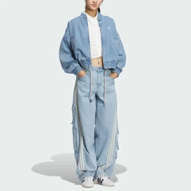 Adidas Originals Женская джинсовая куртка светло-голубого цвета, Light Blue — фото 4