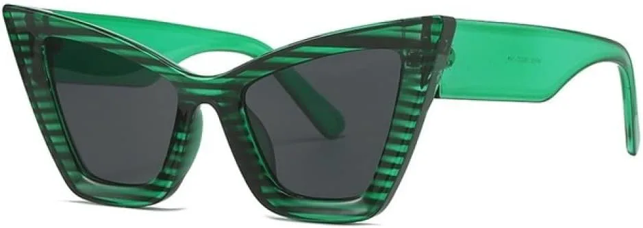 

Винтажные солнцезащитные очки «кошачий глаз» с большим бантом для женщин, большие солнцезащитные очки для мужчин, полосатый принт, хип-хоп generic, Green Gray