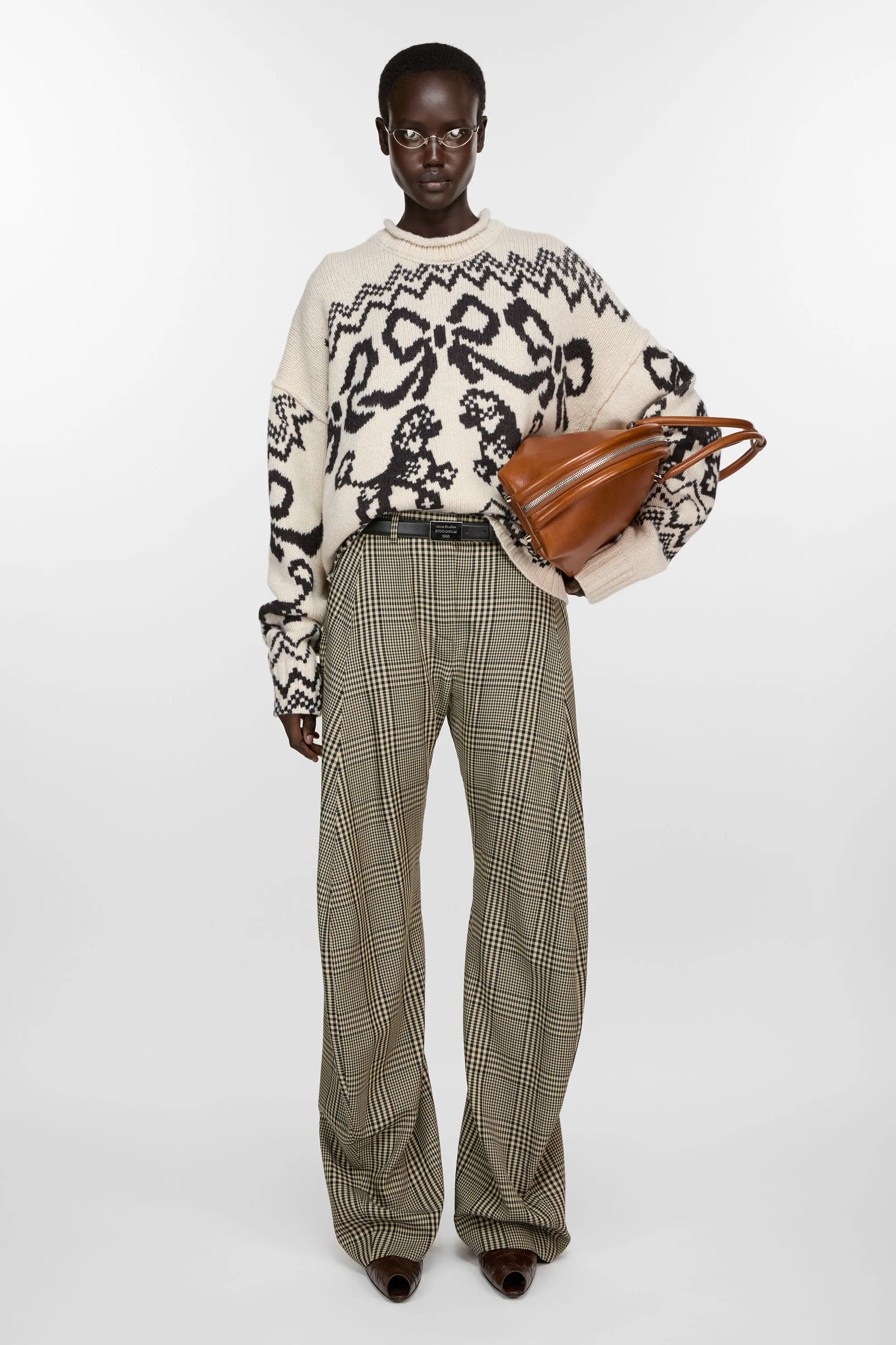 

Брюки в клетку Acne Studios, цвет Multi Brown