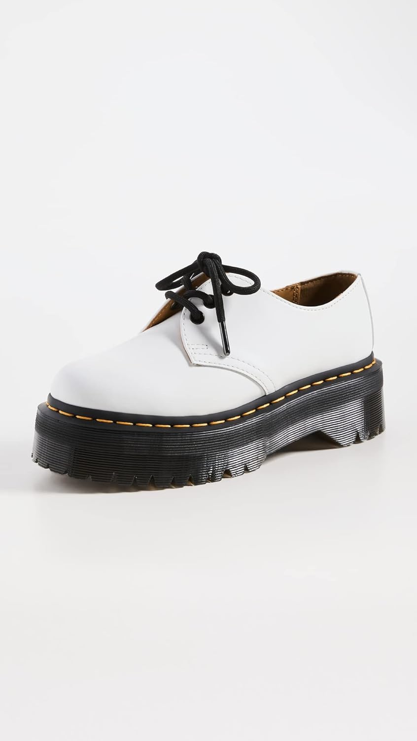 Dr. Martens unisex-adult womens 1461 Smooth Leather Shoes, White Polished Smooth — фото 2