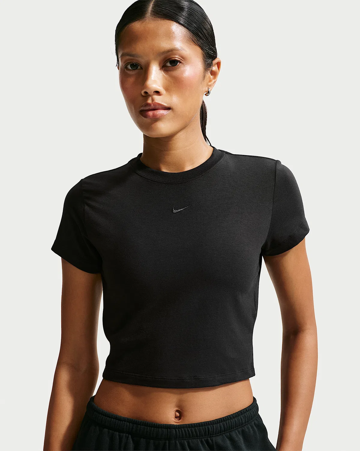 Женская укороченная футболка Nike Sportswear Chill Knit, Black/Black