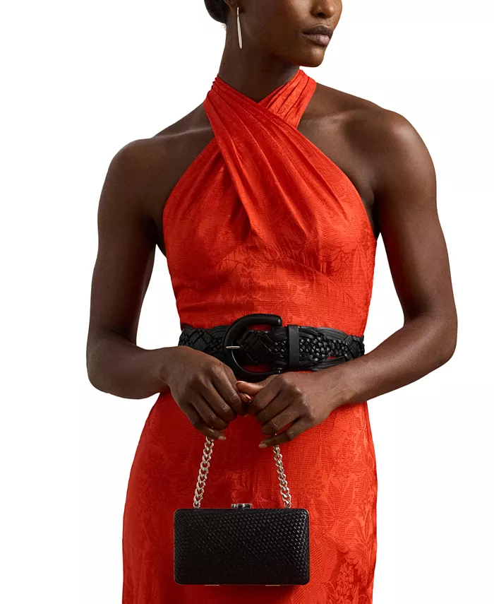 

Тканый кожаный клатч Franki Small Lauren Ralph Lauren, черный