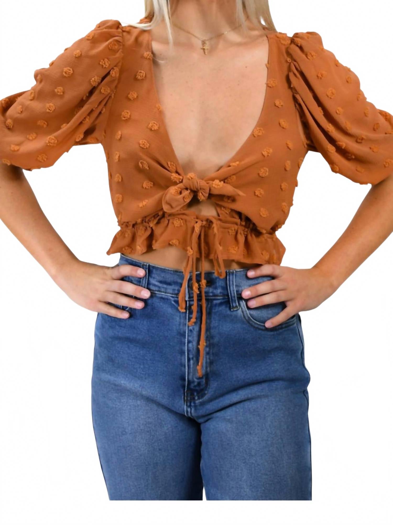 

Sky to Moon Укороченный топ Good Feelings Swiss Dot, цвет ржавый