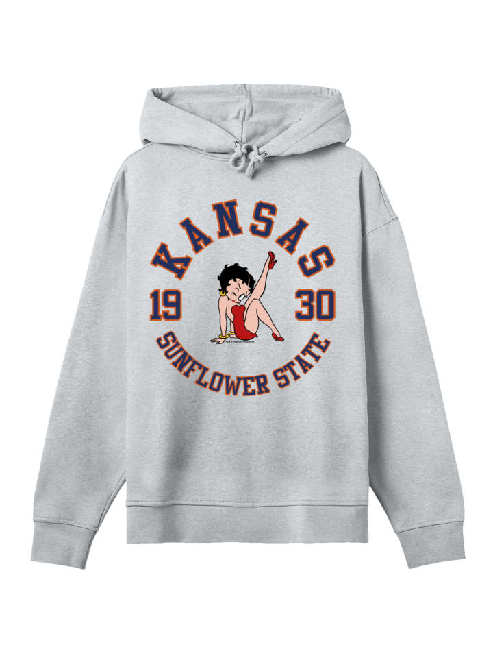 

Толстовка Betty Boop Kansas Sunflower State серого цвета с крапинками F4NT4STIC