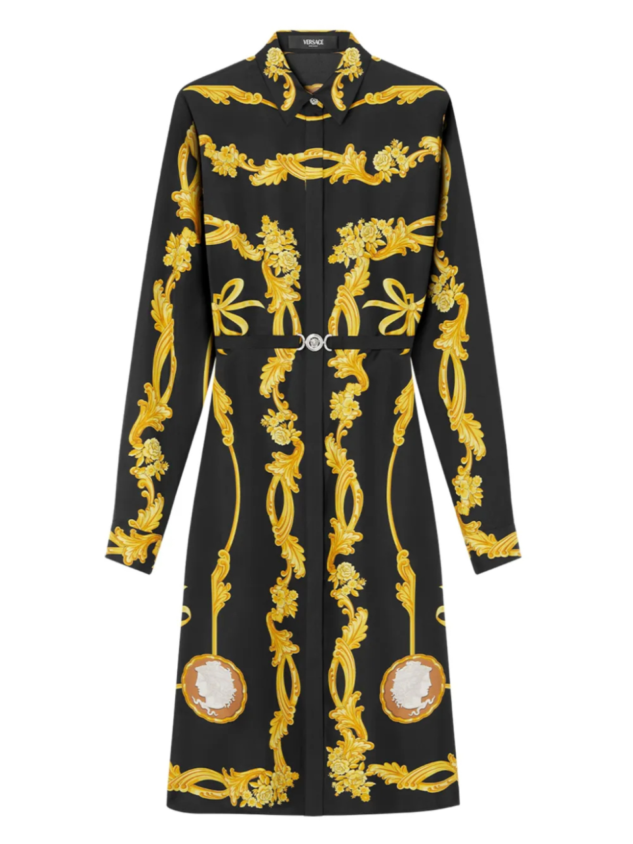 

Платье миди с принтом «барокко» Versace, черный