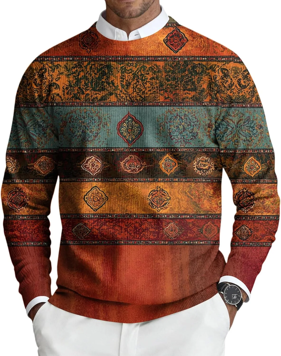 

Мужской свитер с круглым вырезом, длинный рукав, slim fit, легкий