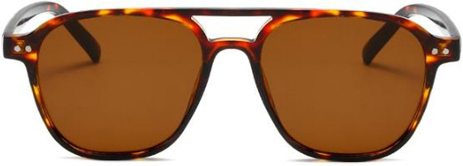 

Мужские солнцезащитные очки-пилот в стиле ретро с двойной перемычкой, защита от ультрафиолета UV400, леопардовый принт, модные женские солнцезащитные очки mincl, Leopard Brown