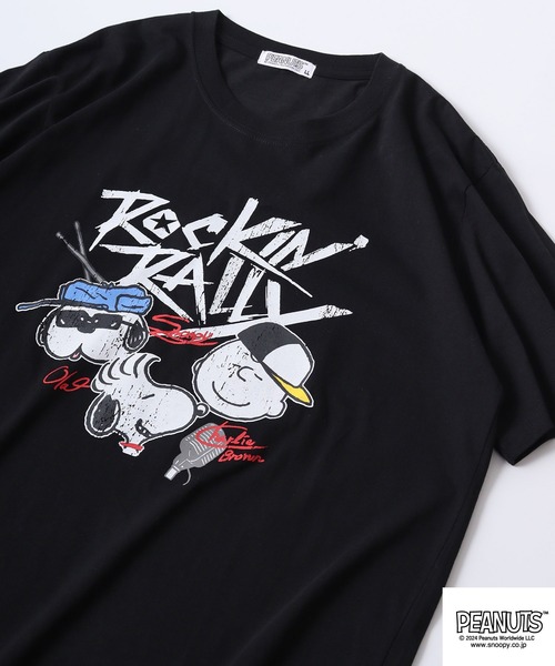 

Футболка с коротким рукавом, принт PEANUTS, рок-стиль, черный