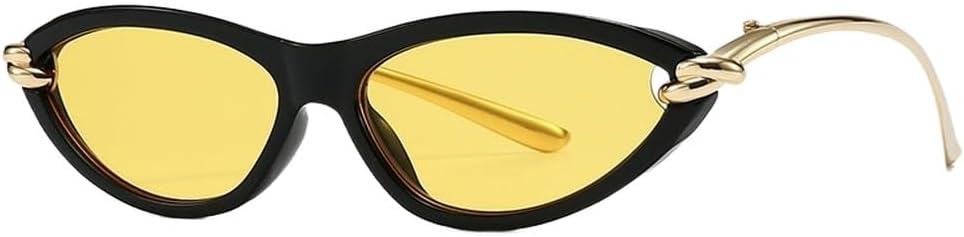 

Женские солнцезащитные очки в тонкой оправе, стильные «кошачий глаз», панк-металлические солнцезащитные очки, модные очки-«кошачий глаз» для женщин WNCKSQ, C6blackorange