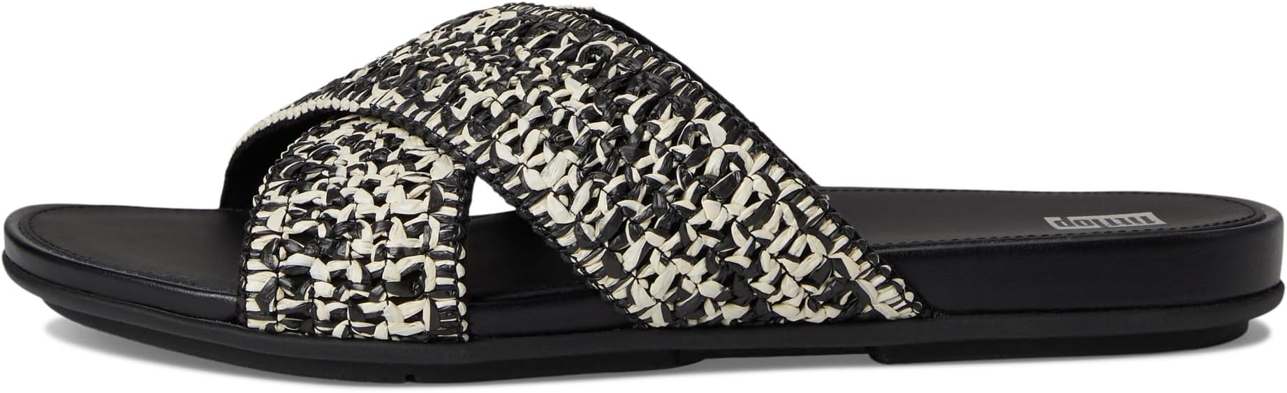 Сандалии FitFlop Gracie Woven Cross Slides, цвет Black/Ivory Mix — фото 4