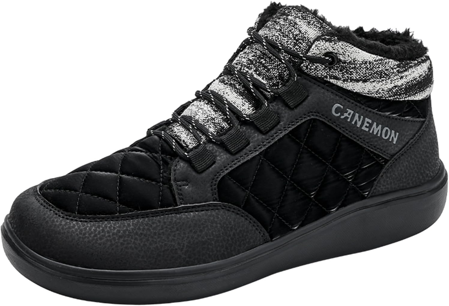 

TANGYUGEN Мужские и женские зимние снежные ботинки с широкой колодкой, теплые походные ботинки, противоскользящие ботильоны с меховой подкладкой, легкие повседневные водоотталкивающие, черный