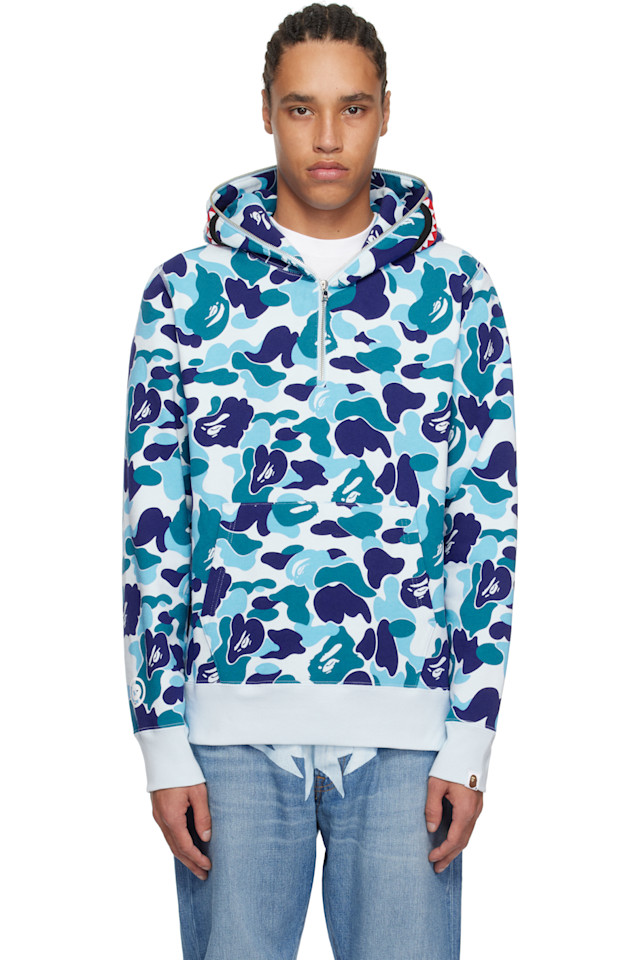

Камуфляжная худи с молнией до половины Abc Shark Bape, синий