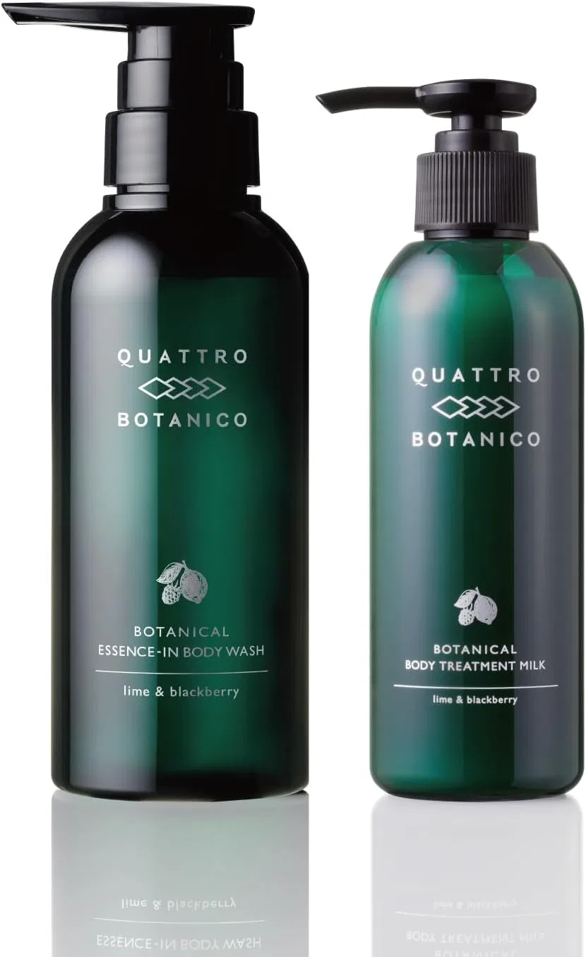 Набор для ухода за телом: гель для душа и молочко для тела QUATTRO BOTANICO с ароматом лайма и черники 300 мл + 180 мл