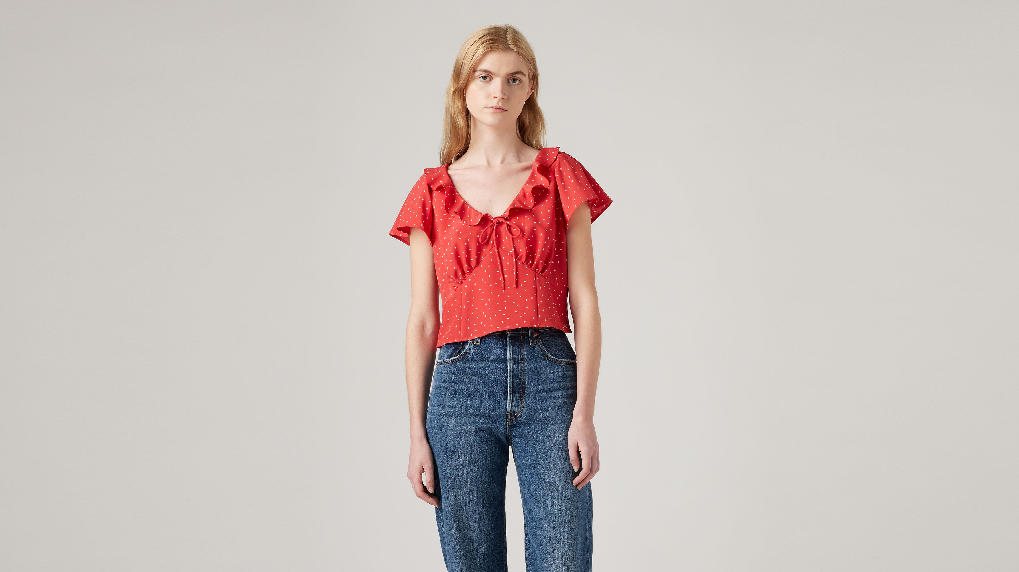 

Блузка Милен Levi's, цвет Galia Dot Coral Red - Red