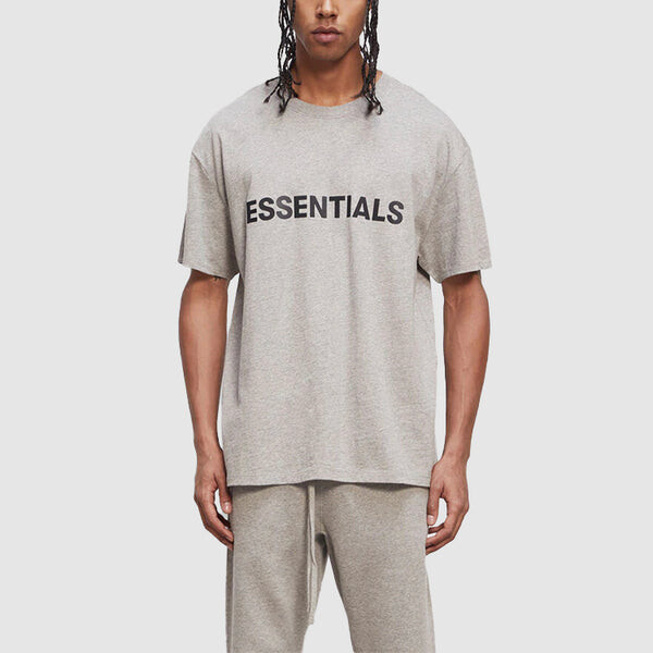 Футболка fw20 logo tee 'heather oatmeal' Fear Of God Essentials, серый — фото 3
