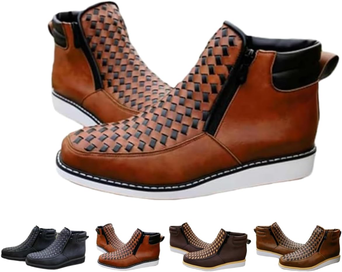 

Ковбойские сапоги ручной работы в западном стиле - мужские кожаные рабочие сапоги с квадратным носком и двойной боковой молнией Generic, темно-коричневый