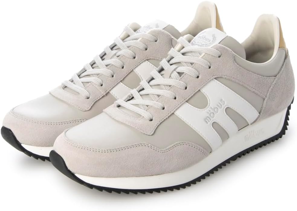 

Мужские повседневные кожаные кроссовки Roy, модель юбилейного выпуска mobus 100 лет, коллекция mobus Heritage, сделано в Японии, белый/серый/светло-серый