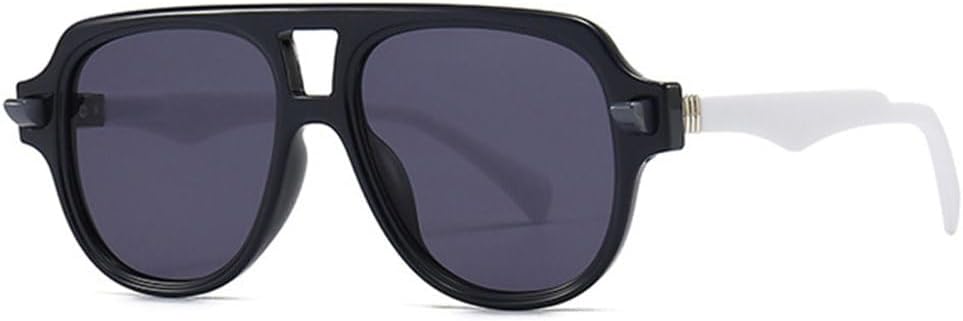 

Модные солнцезащитные очки с двойной перемычкой для женщин, ретро-градиентные очки с защитой от УФ-излучения UV400, трендовые мужские солнцезащитные очки с заклепками TYUVIVO, Black White Gray