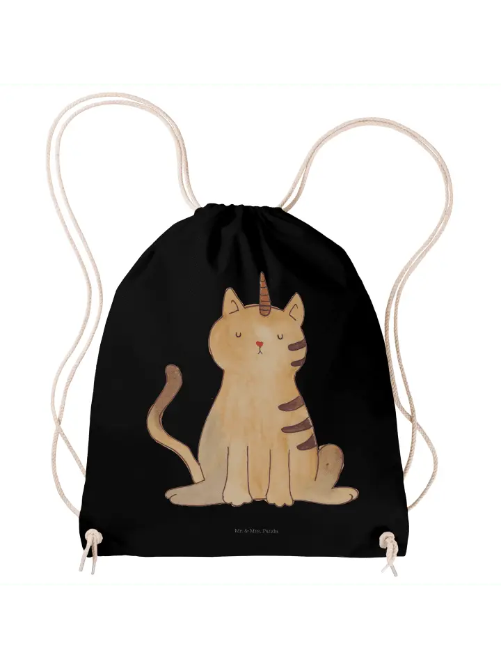 

Спортивная сумка Mr & Mrs Panda Sportbeutel Einhorn Katze ohne Spruch, черный
