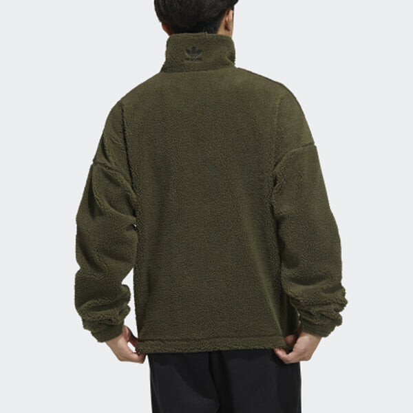 Куртка Men's adidas originals Stand Collar Zipper Long Sleeves Sports Jacket Dark Olive Green, зеленый — фото 3