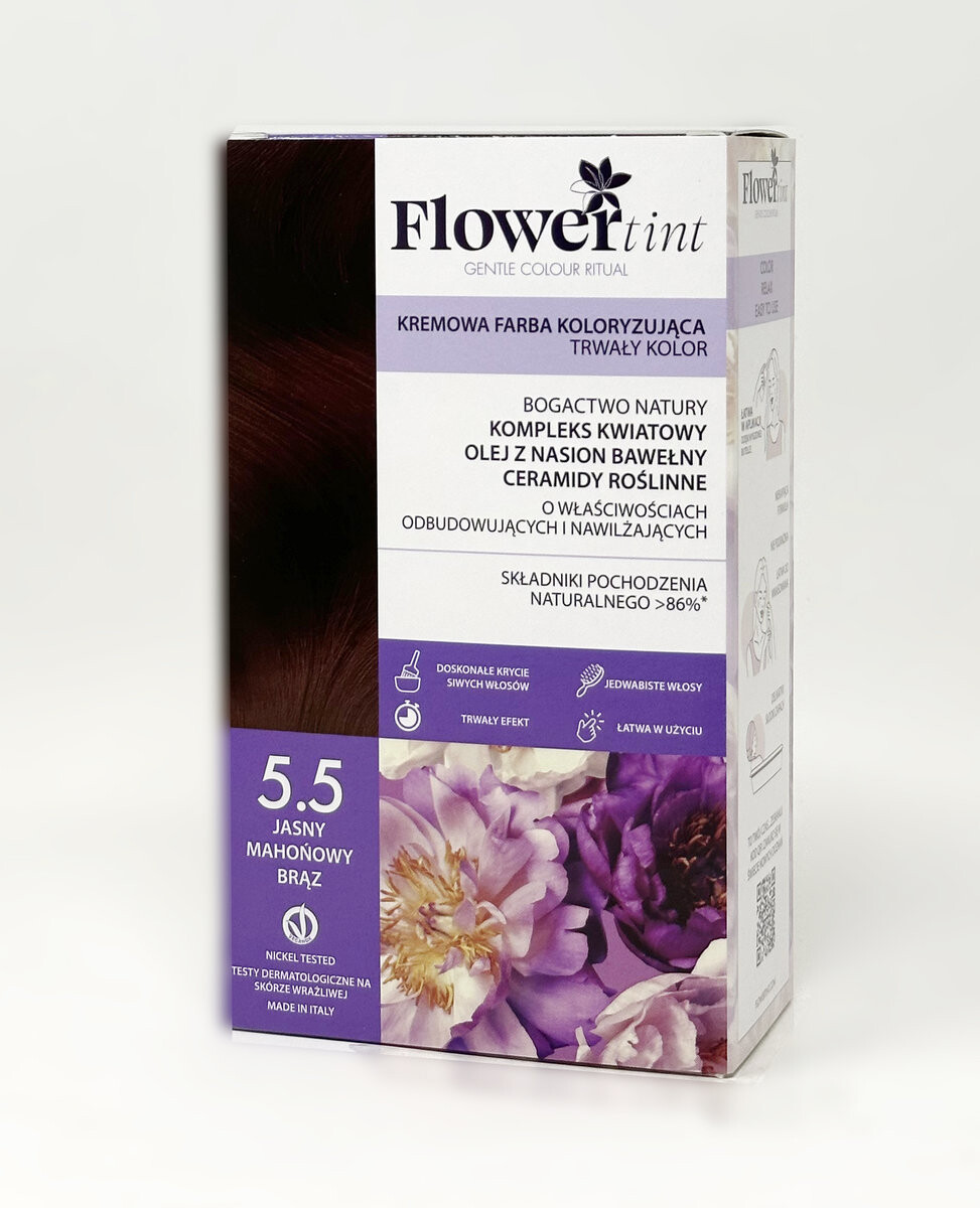 

Flowertint, Стойкая краска для волос, Красная серия, 5.5 Светло-коричневое красное дерево