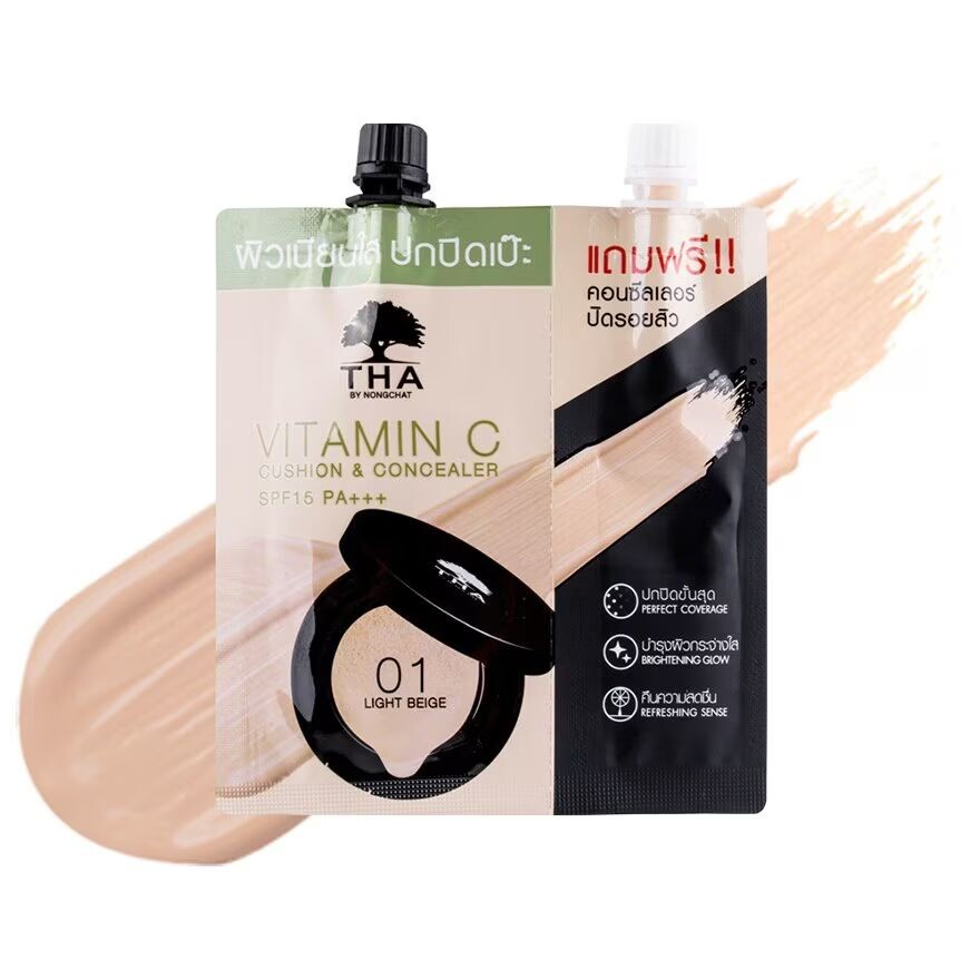 

THA By Nongchat Кушон и консилер с витамином С SPF15 PA+++ 9г. 01 Светло-бежевый, Light Beige