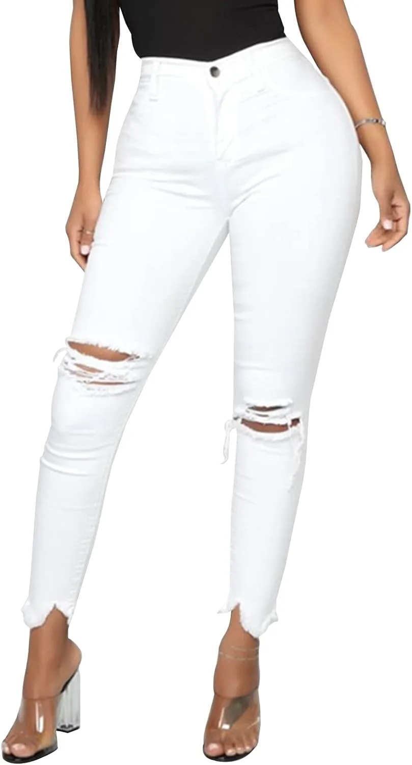 

Женские джинсы LONGYIDA скинни, высокие, рваные, с эффектом потертости