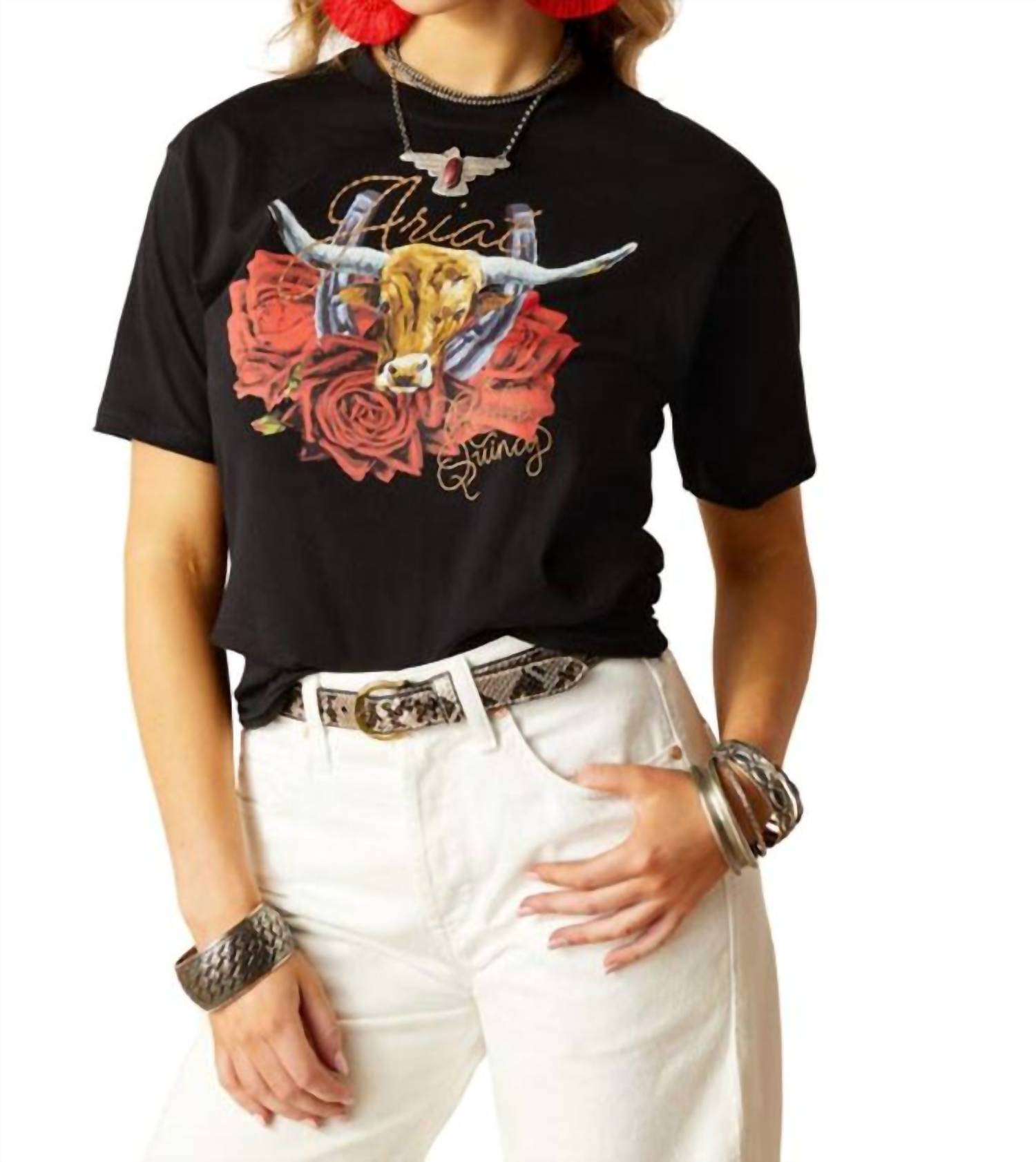 

Женская футболка Steer Rodeo Quincy в черном цвете ARIAT