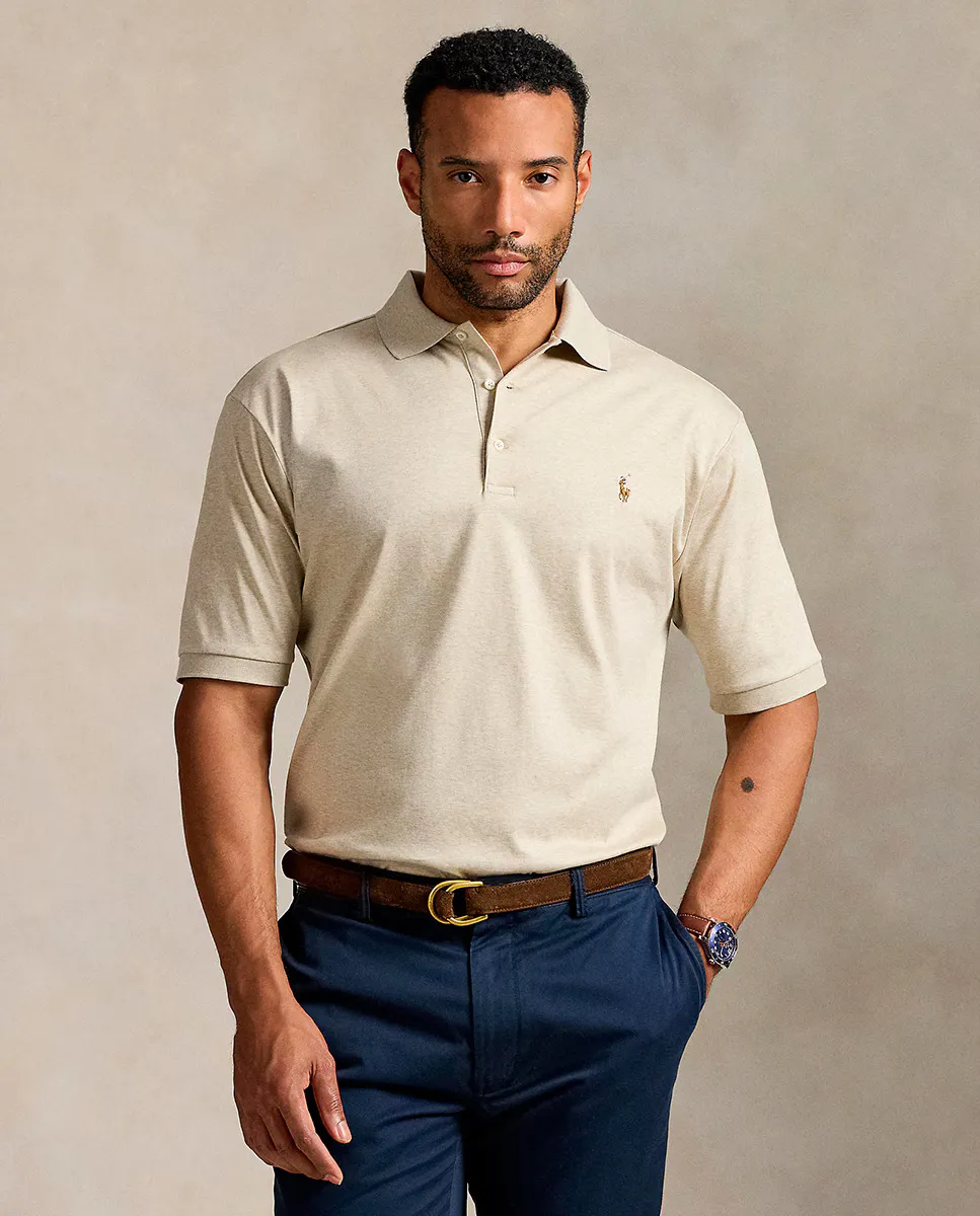 

Мужская классическая рубашка поло из хлопка больших размеров Polo Ralph Lauren, цвет Crema