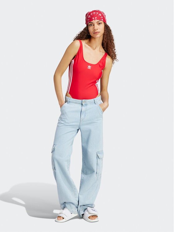 Купальник slim fit Adicolor 3-Stripes Swimsuit IC2272 Adidas, красный — фото 3