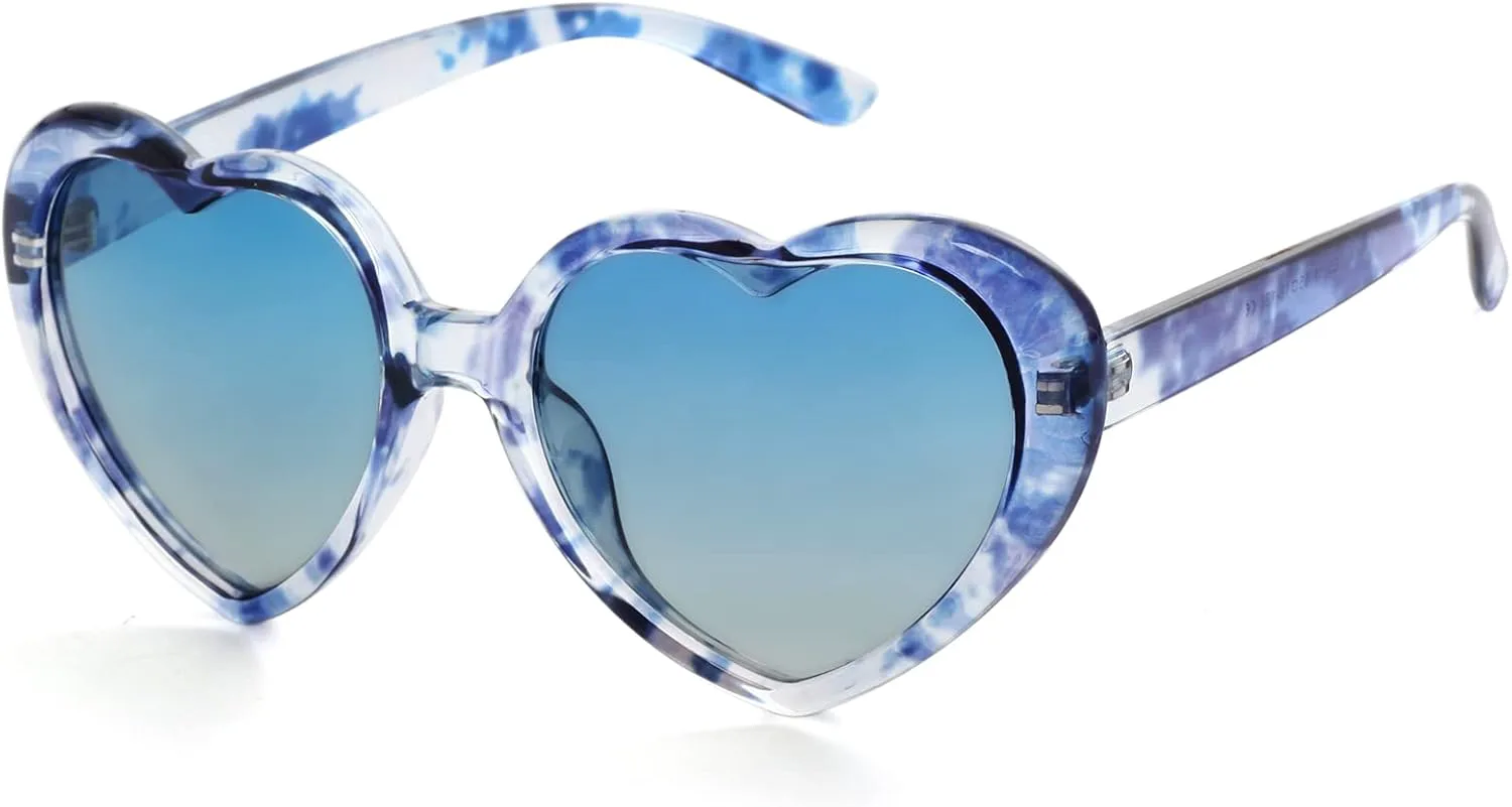 

Очки Onrtry Fashion Oversized Heart Shaped Polarized Sunglasses for Women. Прекрасные ретро-очки с защитой от УФ-излучения UV400, A11 Blue Leopard/Gradient Blue