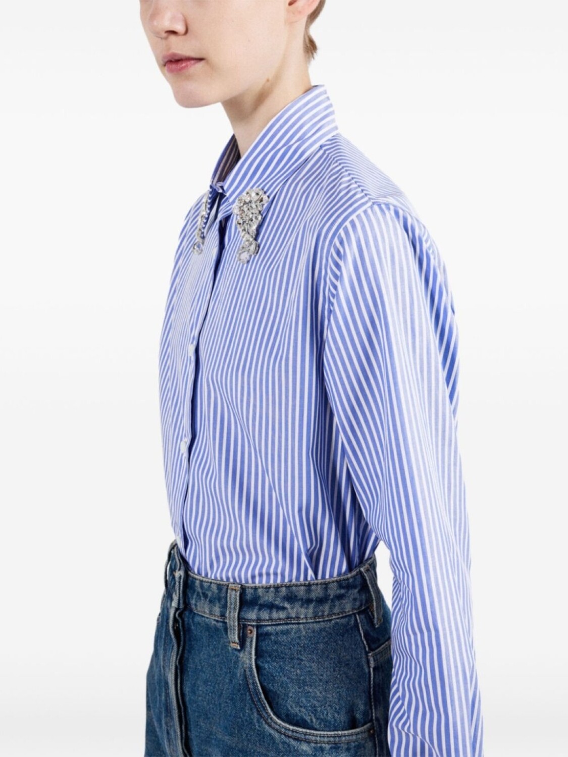 Рубашка Prada с вышивкой, синий