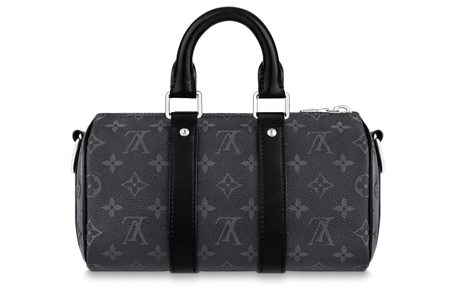 Сумка через плечо Keepall из лакированной кожи с кожаной отделкой, мужская, черно-серая LOUIS VUITTON — фото 3
