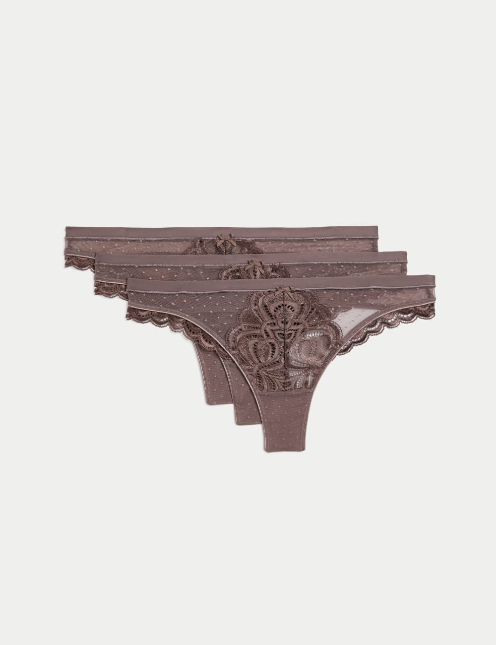 

3 пары кружевных стрингов Amelia Marks & Spencer, серо-коричневый