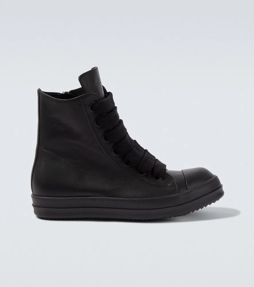 Высокие кожаные кроссовки Jumbolace Rick Owens, черный