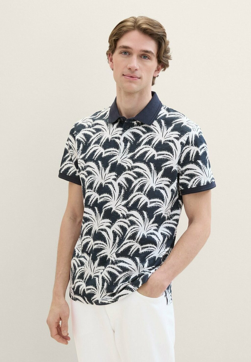 

Рубашка поло MIT ALLOVER-PRINT TOM TAILOR, белый