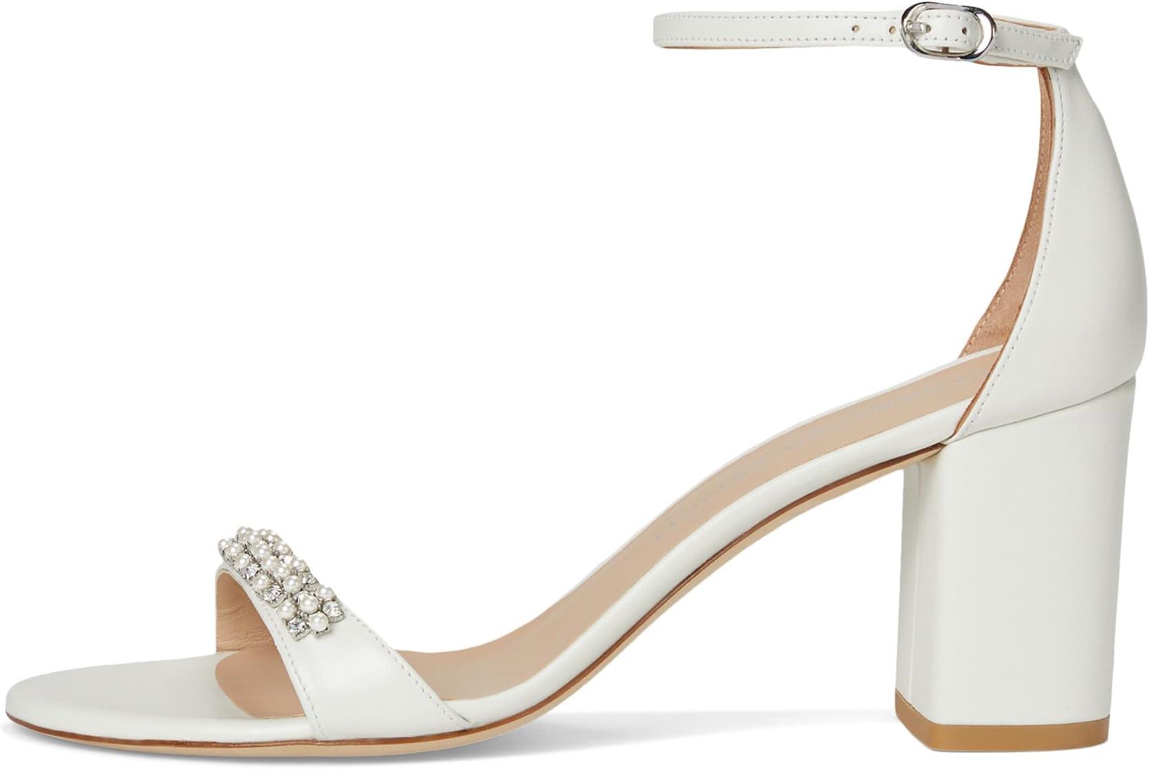 Сандалии Stuart Weitzman Nudist Poppy Block 75, цвет White/Clear/Natural — фото 4