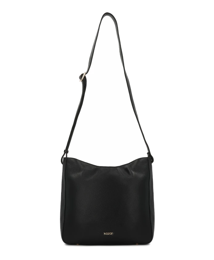 

Черная кожаная сумка с регулируемым ремешком Kazar, черный