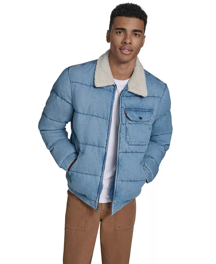 

Мужская куртка с джинсовым стеганым воротником из шерпы Levi'S, синий