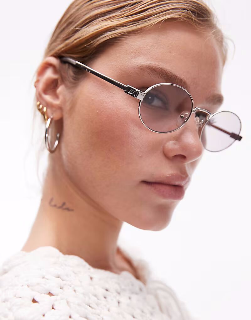 

Le Specs - Posedion Deux - Круглые солнцезащитные очки из серебристого металла