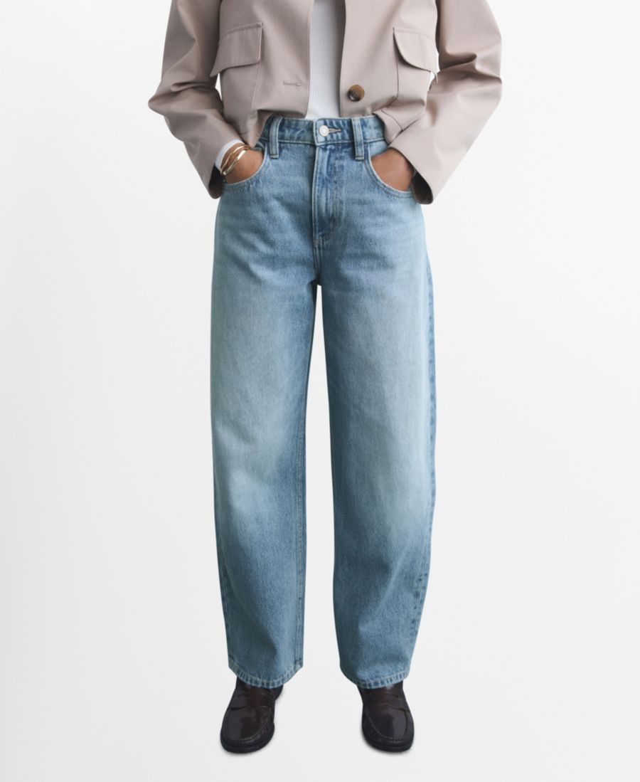 

Женские джинсы-баллоны с высокой посадкой MANGO, Medium Blue