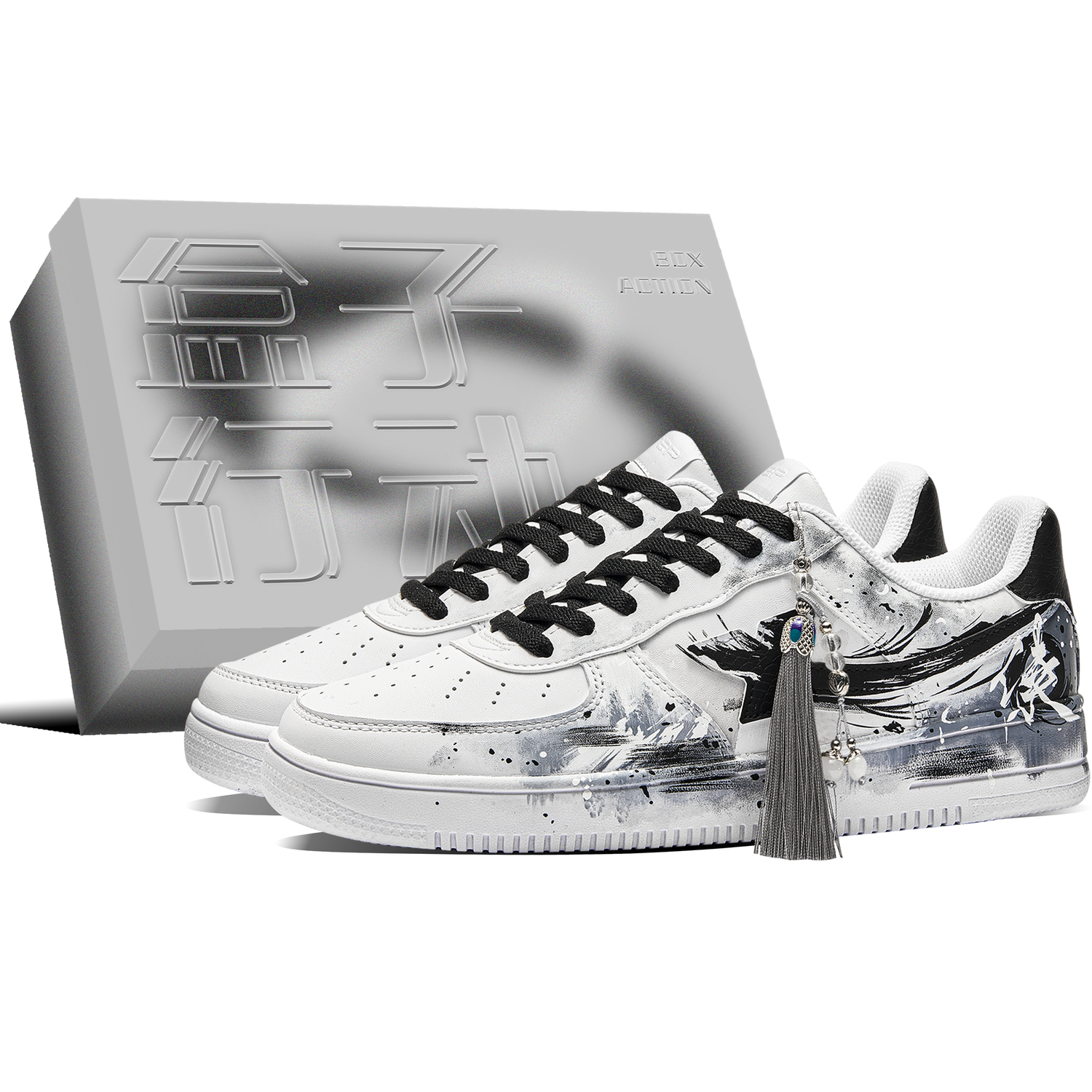 

XTEP Кроссовки для скейтбординга Air Force One с противоскользящей подошвой и износостойким покрытием, мужские, черно-белые