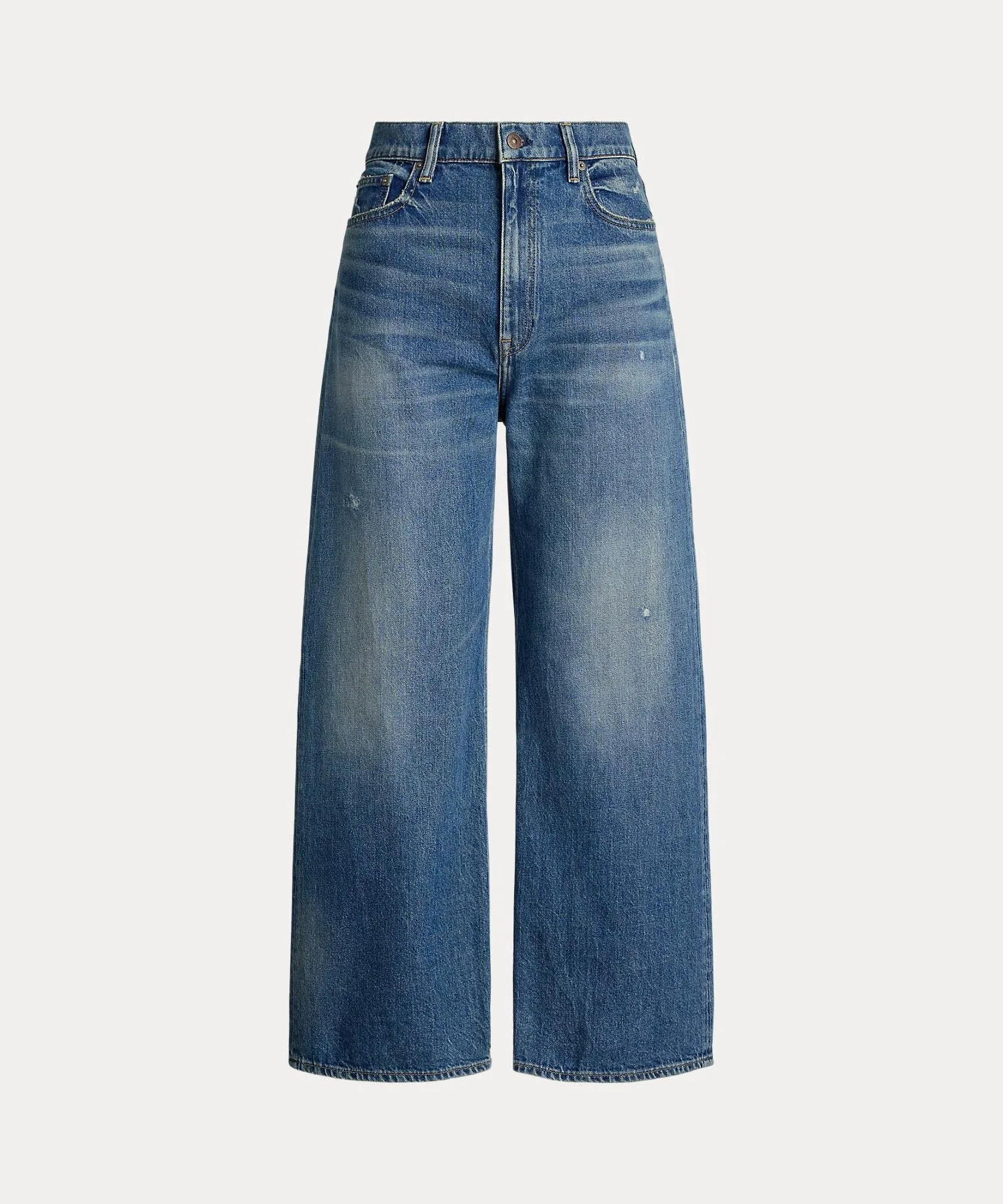Укороченные джинсы с высокой посадкой и широкими штанинами Polo Ralph Lauren, 400 Blue — фото 2