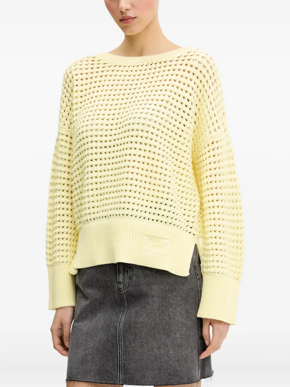 

Фактурный джемпер в открытую вязку HUGO, желтый