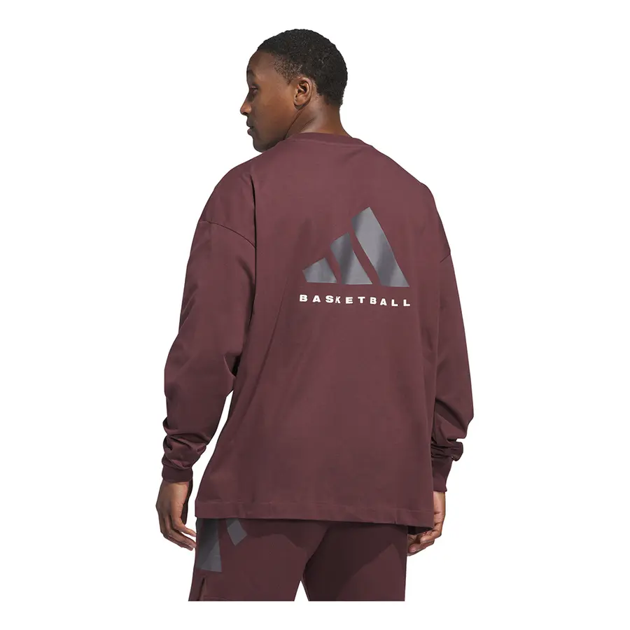 

Футболка adidas Basketball Long Sleeve T-Shirt 'Aurora Ruby Brown', бордовый