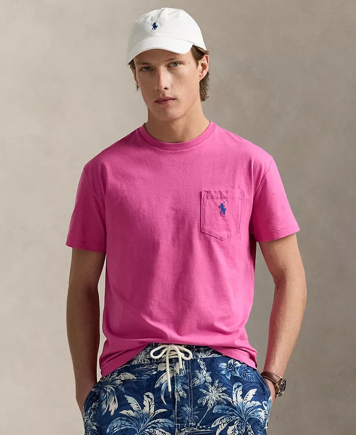 

Мужская футболка классического кроя с карманом из джерси Polo Ralph Lauren, розовый