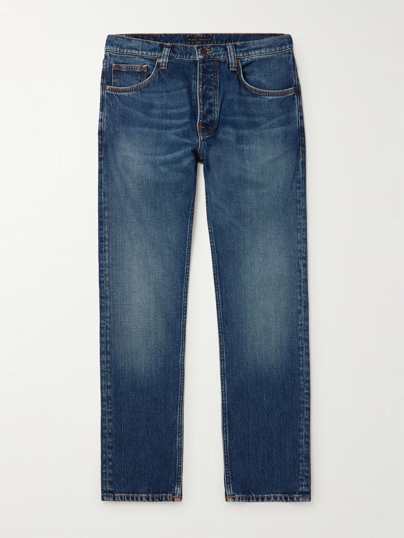 

Джинсы Solid Ollie Slim-Fit Straight-Leg NUDIE JEANS, цвет Mid denim